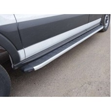 Порог алюминиевый ТСС с накладкой правый 2220 мм для Ford Transit 2014-2023
