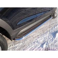 Пороги с площадкой алюминиевый лист 60 мм для Hyundai Tucson 2015-2018