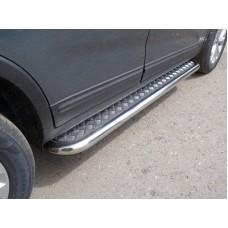 Пороги с площадкой алюминиевый лист 60 мм для Kia Sorento 2012-2020