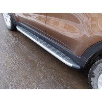 Пороги алюминиевые ТСС с накладкой серебристые для Kia Sportage 2019-2024