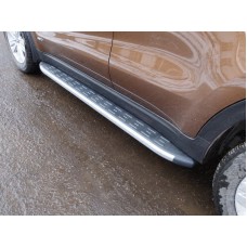 Пороги алюминиевые ТСС с накладкой серебристые для Kia Sportage 2019-2023