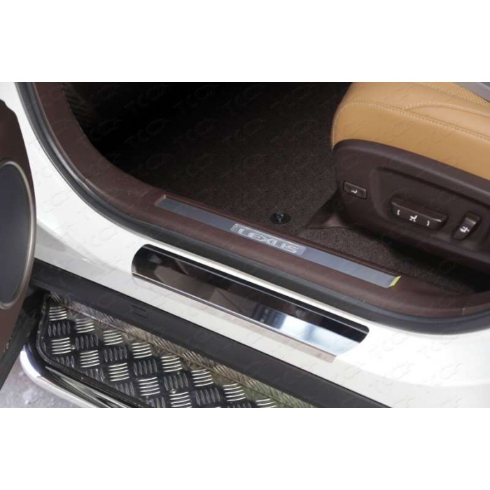 Накладки на пороги зеркальный лист для Lexus RX-200t/350/450h 2015-2023 артикул LEXRX200t15-16