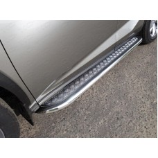 Пороги с площадкой алюминиевый лист 75х42 мм для Lexus NX 2017-2022
