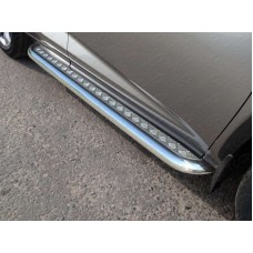 Пороги с площадкой алюминиевый лист 60 мм для Lexus NX-200 2014-2017