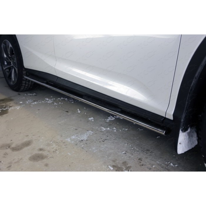 Пороги овальные с накладками 75х42 мм для Lexus RX F-Sport 2015-2023 артикул LEXRX200tFS15-02