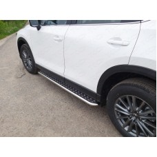 Пороги с площадкой алюминиевый лист 42 мм для Mazda CX-5 2018-2023