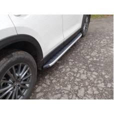 Пороги алюминиевые ТСС с накладкой для Mazda CX-5 2018-2023