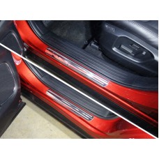 Накладки на пороги лист зеркальный с полосой 4 шт для Mazda CX-9 2017-2023