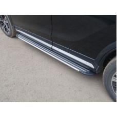 Пороги алюминиевые Slim Line Silver для Mitsubishi Eclipse Cross 2018-2023
