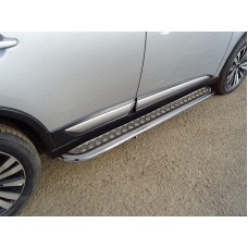 Пороги с площадкой алюминиевый лист 75х42 мм для Mitsubishi Outlander 2019-2023