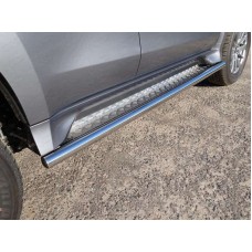 Пороги с площадкой алюминиевый лист 60 мм для Mitsubishi Pajero Sport 2016-2020