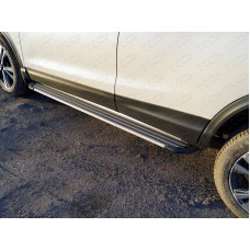 Пороги алюминиевые Slim Line Silver для Nissan Qashqai 2019-2023