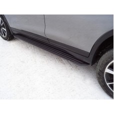 Пороги алюминиевые Slim Line Black для Nissan X-Trail T32 2019-2023