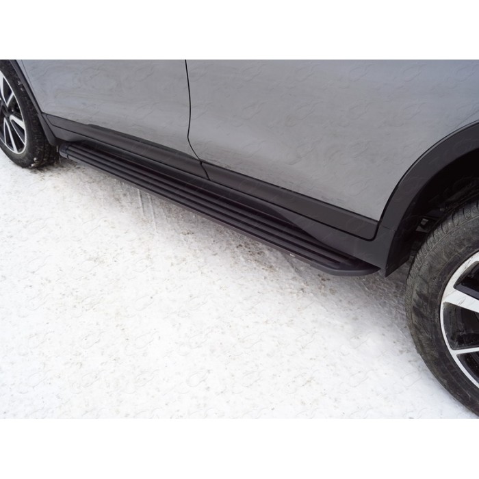 Пороги алюминиевые Slim Line Black для Nissan X-Trail T32 2019-2022 артикул NISXTR18-34B