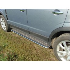 Пороги с площадкой алюминиевый лист 42 мм для Opel Antara 2010-2017