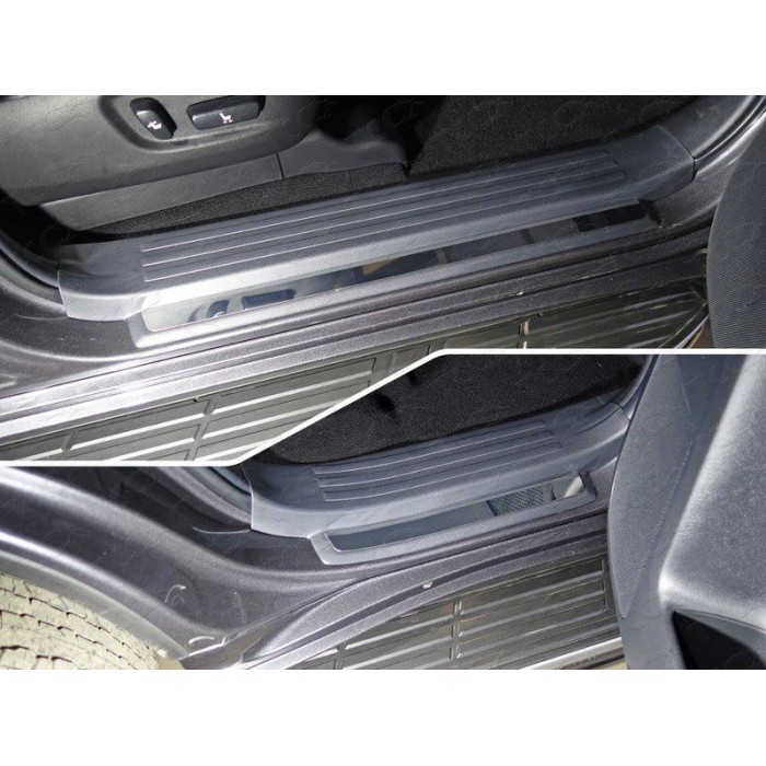 Накладки на пластиковые пороги зеркальный лист 4 штуки для Toyota Land Cruiser Prado 150 2017-2023 артикул TOYLC15017-21