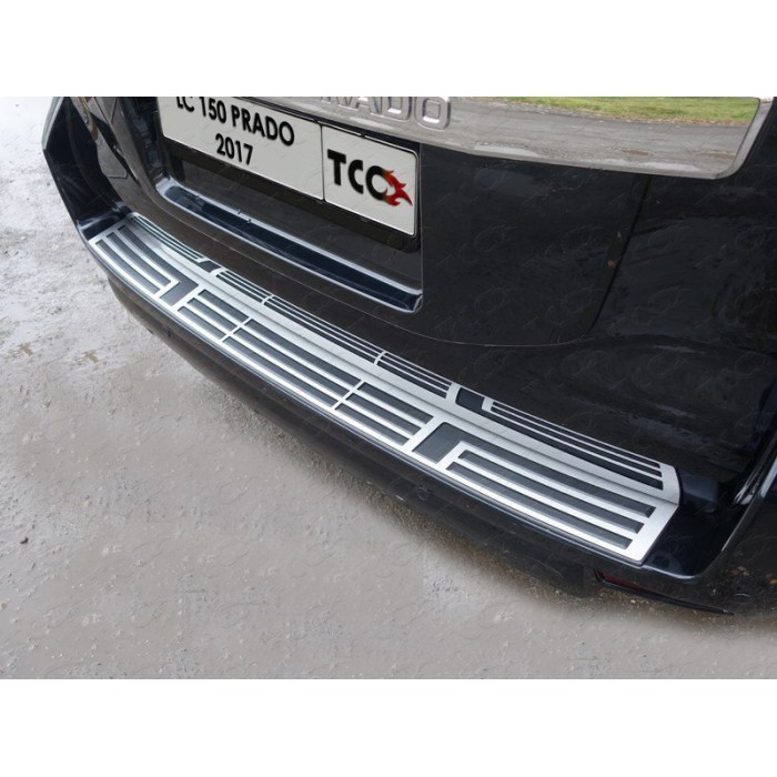 Накладка на задний бампер шлифованный лист для Toyota Land Cruiser Prado 150 2013-2017 артикул TOYLC15013-19