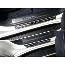 Накладки на пороги с гибом зеркальный лист надпись LC 200 4 штуки для Toyota Land Cruiser 200 Excalibur 2017-2021