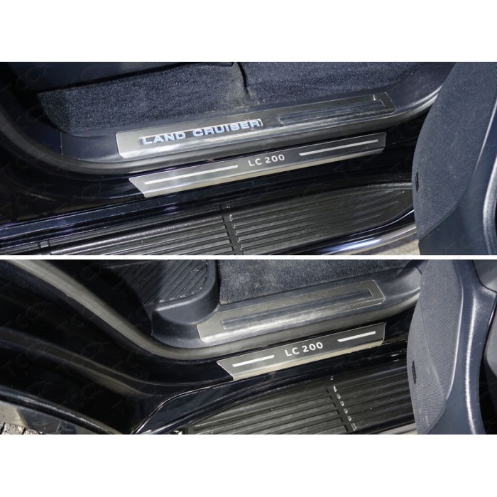 Накладки на пороги с гибом лист шлифованный надпись LC 200 4 штуки для Toyota Land Cruiser 200 2015-2023 артикул TOYLC20015-30
