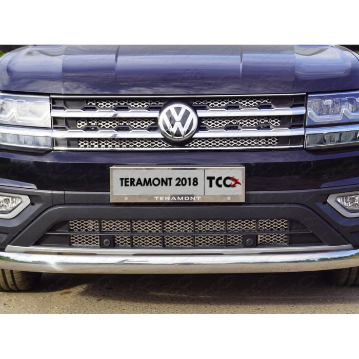 Накладка решетки радиатора нижняя с парктроником лист для Volkswagen Teramont 2018-2023 артикул VWTER18-18