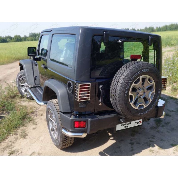 Накладки на задние фонари шлифованные для Jeep Wrangler 3D 2010-2018 артикул JEEPWRAN3D(3.6)14-16