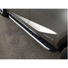 Пороги алюминиевые ТСС с накладкой для Lexus NX-300h 2014-2017