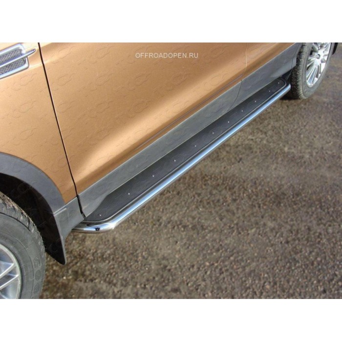 Пороги с площадкой нержавеющий лист 42 мм для Mazda CX-9 2012-2016 артикул MAZCX913-13
