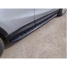 Пороги алюминиевые ТСС с накладкой чёрные для Mazda CX-5 2015-2023