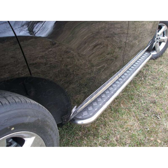 Пороги с площадкой алюминиевый лист 42 мм для Nissan Murano 2008-2016 артикул NISMUR10-04