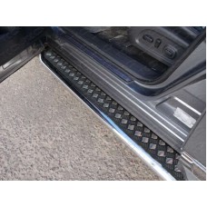 Пороги с площадкой алюминиевый лист 60 мм для Nissan Pathfinder 2014-2020