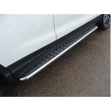 Пороги с площадкой алюминиевый лист 42 мм для Nissan Qashqai 2014-2023