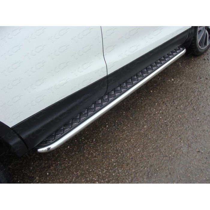 Пороги с площадкой алюминиевый лист 42 мм для Nissan Qashqai 2014-2023 артикул NISQASH14-04