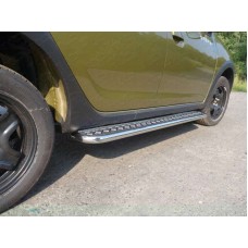 Пороги с площадкой алюминиевый лист 42 мм для Renault Sandero Stepway 2015-2023