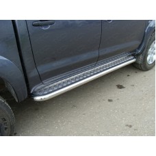 Пороги с площадкой алюминиевый лист 60 мм для Toyota Hilux 2008-2015