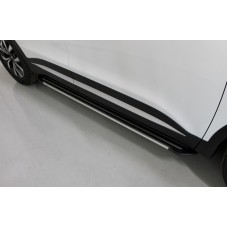 Пороги алюминиевые Slim Line Silver для Chery Tiggo 7 Pro 2020-2023