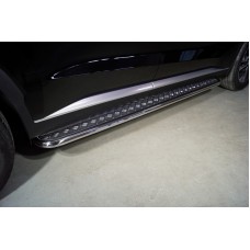Пороги с площадкой алюминиевый лист 42 мм для Hyundai Palisade 2020-2023