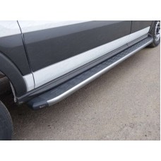 Порог алюминиевый ТСС с накладкой правый серый 2220 мм для Ford Transit 2014-2023