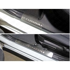 Накладки на пороги внутренние лист шлифованный надпись Hyundai для Hyundai Solaris 2014-2017