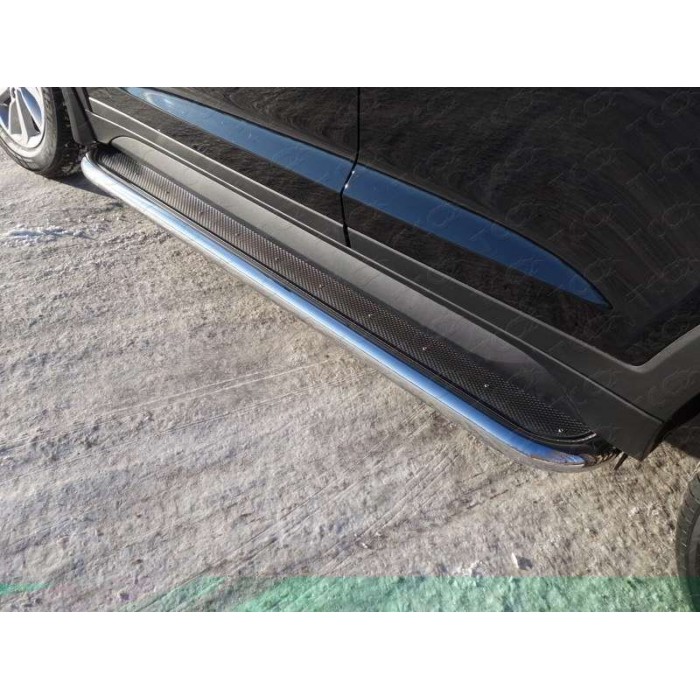 Пороги с площадкой нержавеющий лист 60 мм для Hyundai Tucson 2015-2018 артикул HYUNTUC15-07