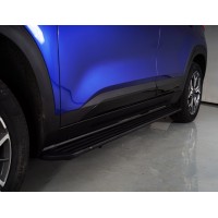 Пороги алюминиевые Slim line Black для Kia Seltos 2020-2024