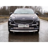 Защита передняя овальная с ДХО 75х42 мм для Kia Sportage 2019-2024