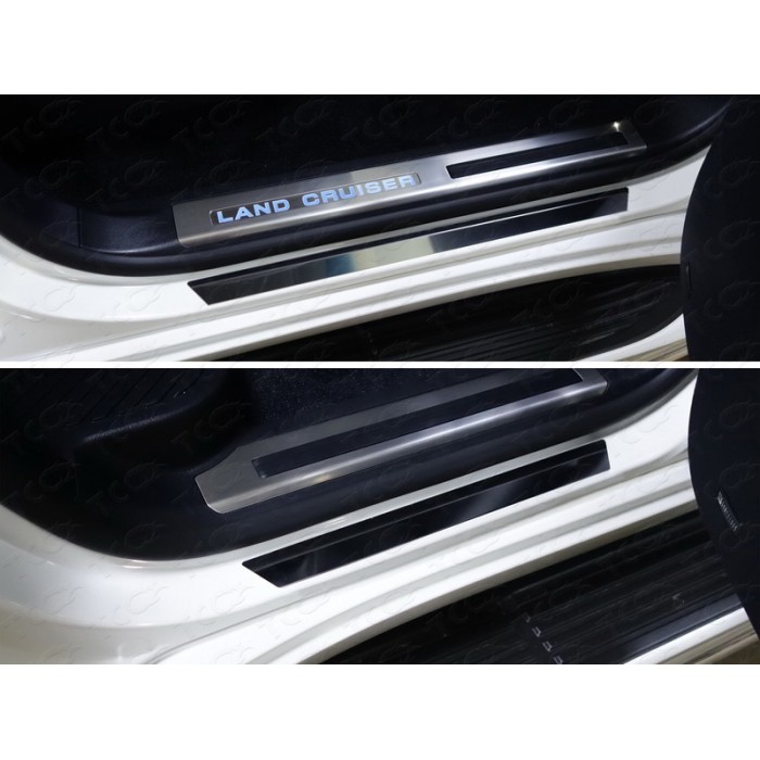Накладки на пороги лист зеркальный надпись Lexus 4 штуки для Lexus LX-450d 2015-2023 артикул LEXLX450d15-25
