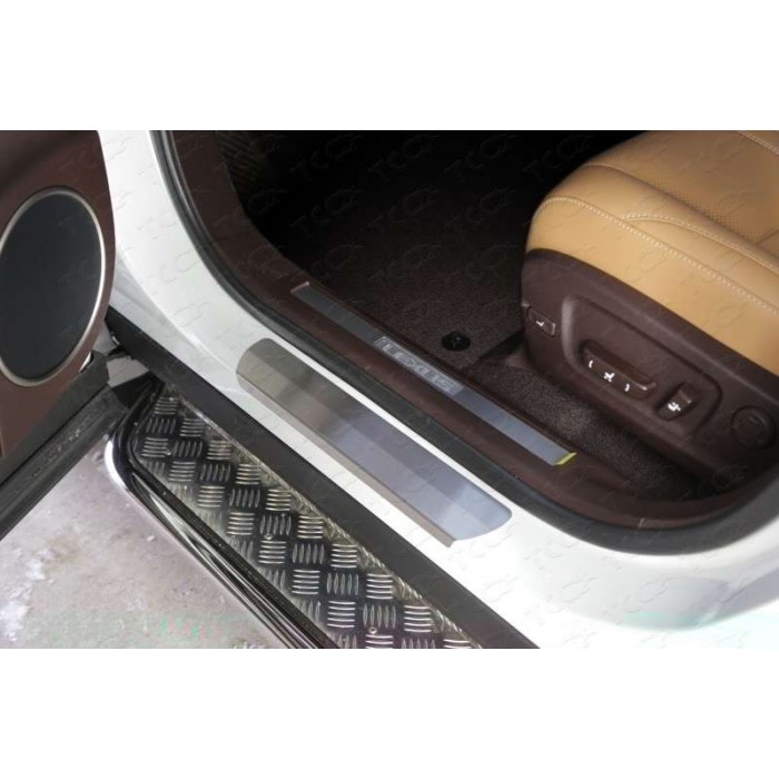 Накладки на пороги шлифованный лист для Lexus RX-200t/350/450h 2015-2023 артикул LEXRX200t15-17