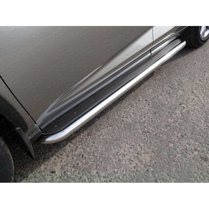 Пороги с площадкой нержавеющий лист 60 мм для Lexus NX-200 2014-2017 артикул LEXNX20014-11