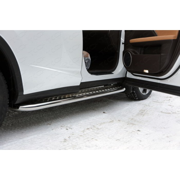 Пороги с площадкой алюминиевый лист 60 мм для Lexus RX F-Sport 2015-2023 артикул LEXRX200tFS15-06