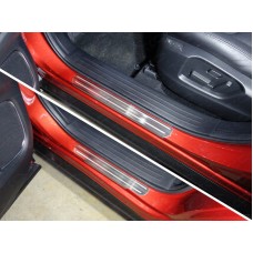 Накладки на пороги лист шлифованный с полосой 4 шт для Mazda CX-9 2017-2023