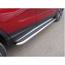 Пороги с площадкой алюминиевый лист 60 мм для Nissan Qashqai 2019-2023