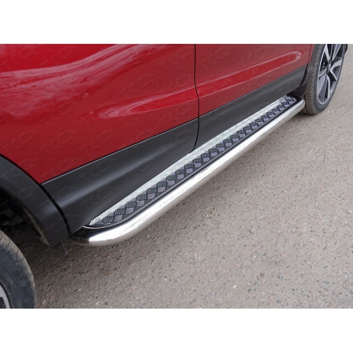 Пороги с площадкой алюминиевый лист 60 мм для Nissan Qashqai 2019-2022 артикул NISQASH19-23