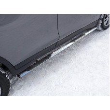 Пороги овальные с накладкой 75х42 мм для Nissan X-Trail T32 2019-2023