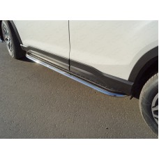 Пороги с площадкой алюминиевый лист 75х42 мм для Subaru Forester SK 2018-2023